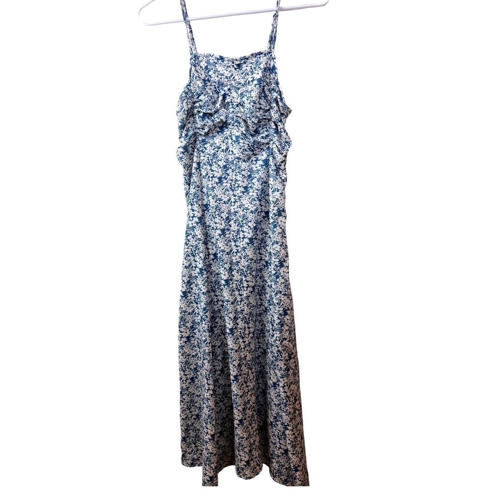 Loveriche Floral Ruched Midi Dress Blue White Smocked Back LD43735 Sky Womens S - Picture 3 of 11